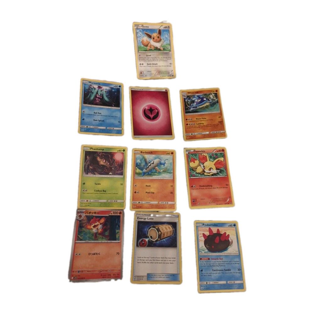 Lot Of 10 Pokemon Trading Catds - Fennekin, Eevee, Barboach, Mareanie, Phantump